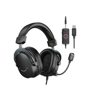 FIFINE USB Gaming Headset, PC Over-Ear Wired Streaming Headset with 3.5mm Jack,